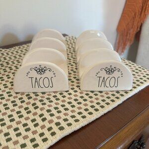 Rae Dunn White Tacos Holder Set of 2 new